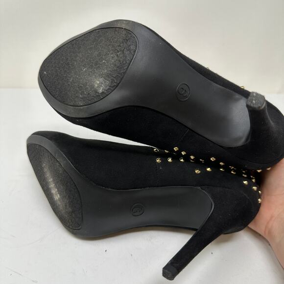 Mossimo Vernie Almond Toe Heels Women's Size 9 Black Studded Faux Suede - Picture 5 of 7